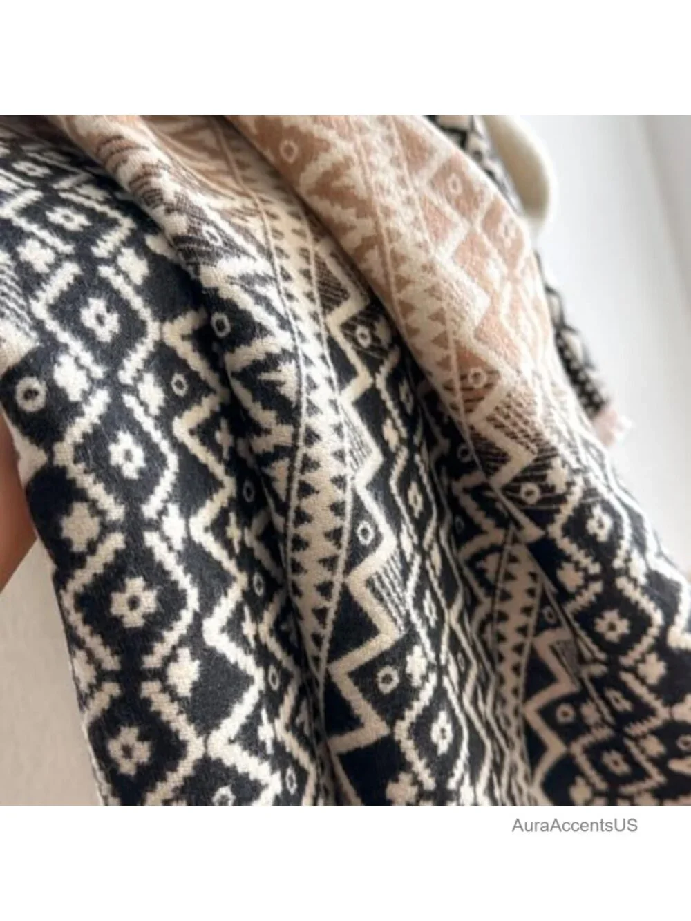 FairyCity Women's Soft Shawl Wrap Winter Blanket Long Scarf Geometric Pattern